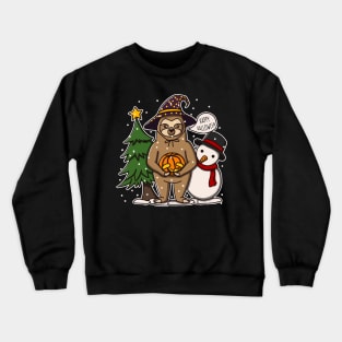 Funny Sloth Celebrates Halloween But On Christmas Crewneck Sweatshirt